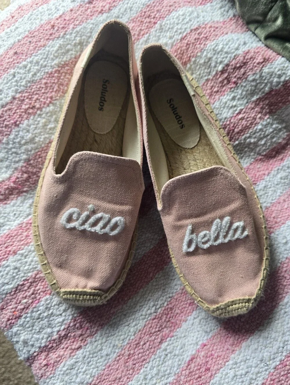 Soludos Pink 'Ciao Bella' Canvas Espadrilles - Women's Size 8